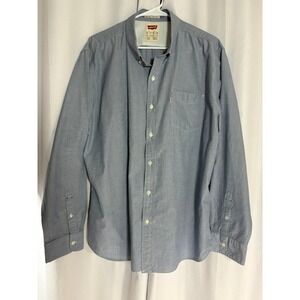 Levis Mens XXL Blue Long Sleeve Button Down Shirt Cotton Blend Casual Top MC0048